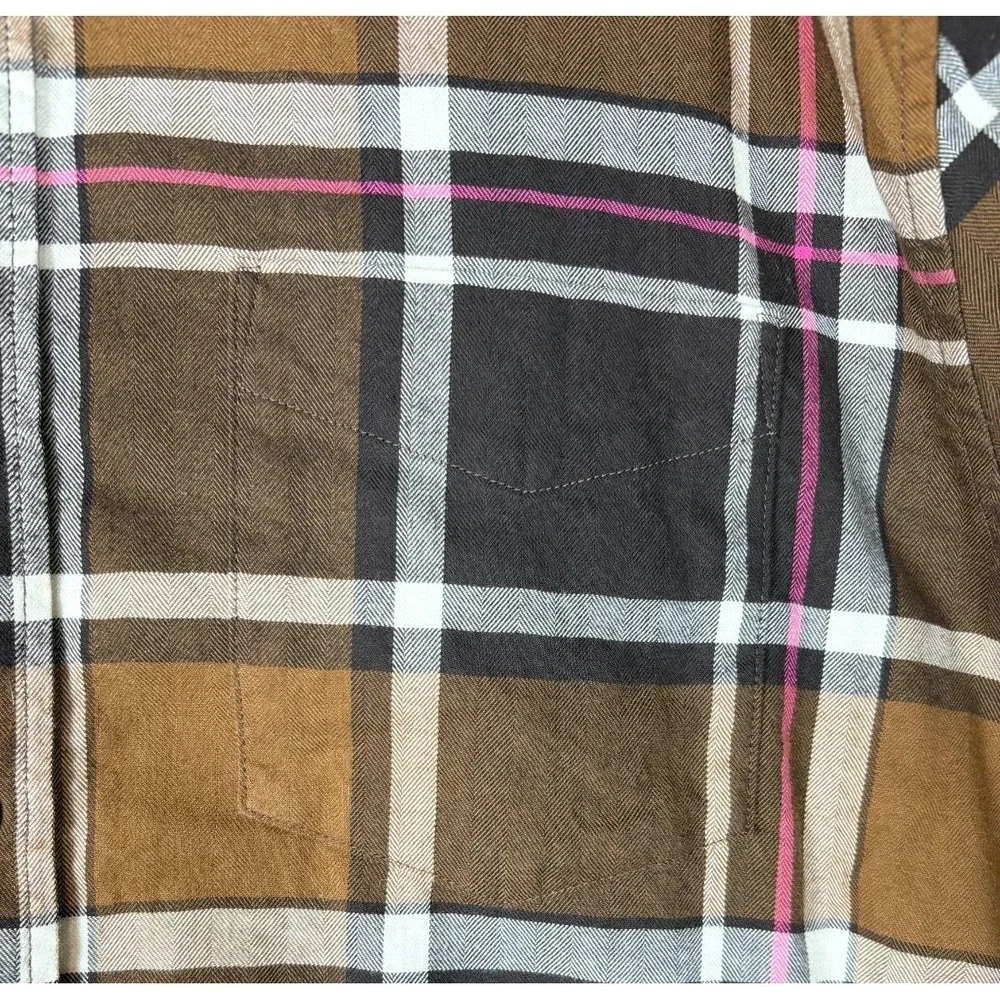 Banana Republic‎ Men's Brown's Plaid Slim Fit Untucked Flannel Shirt XL